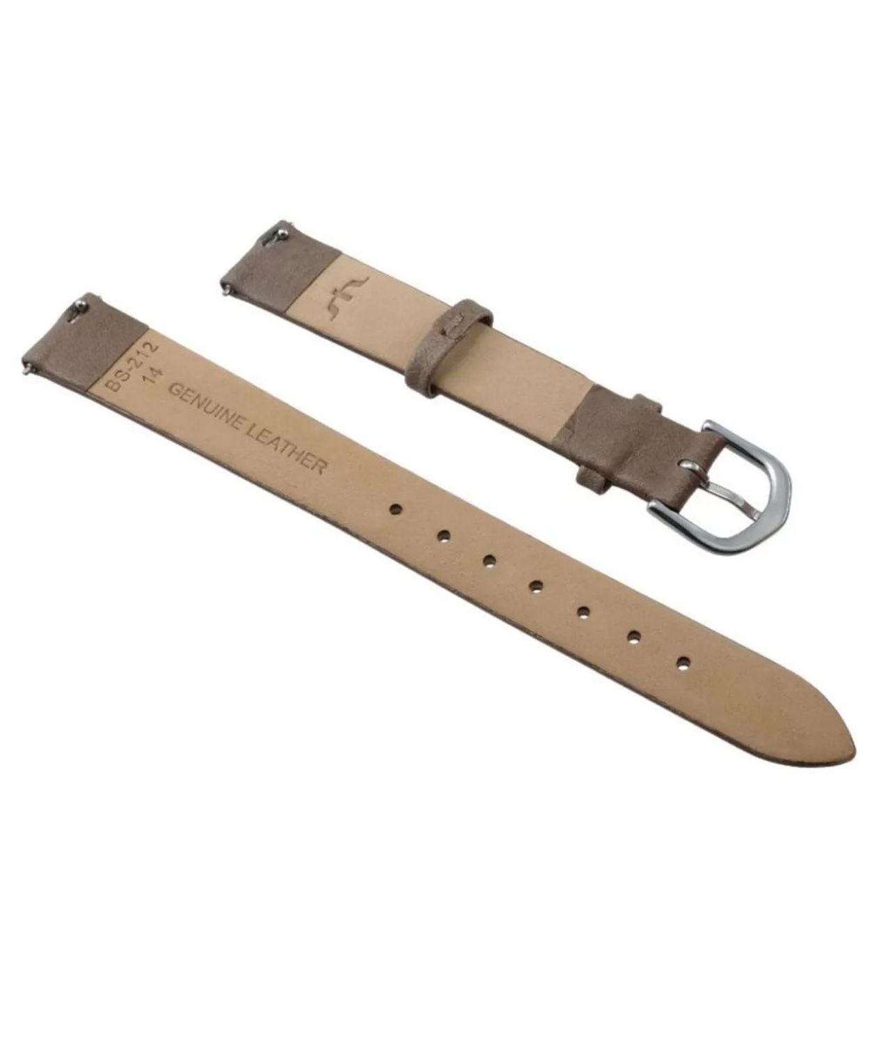 Skórzany pasek do zegarka Bisset 14mm – brudny beż, stalowa sprzączka.jpg